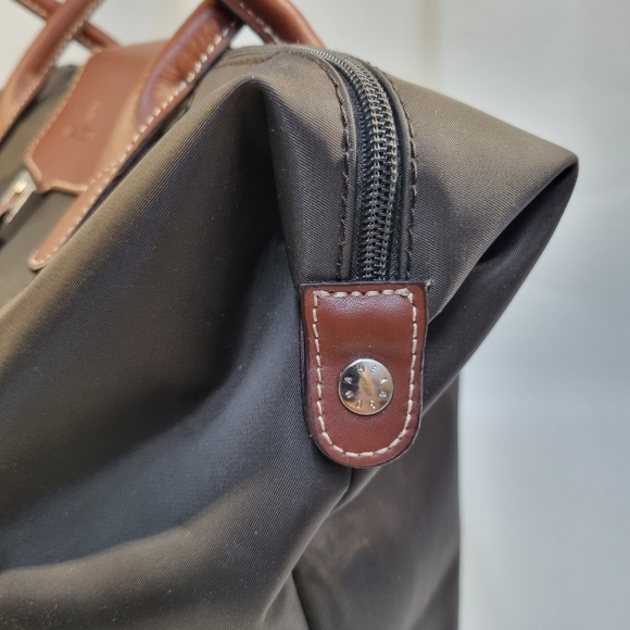 Hexagona Hand Bag Tote Leather Handles Amd Accents Silver Tone Hardwear - Picture 4 of 10